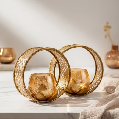 gold ring candle holder
